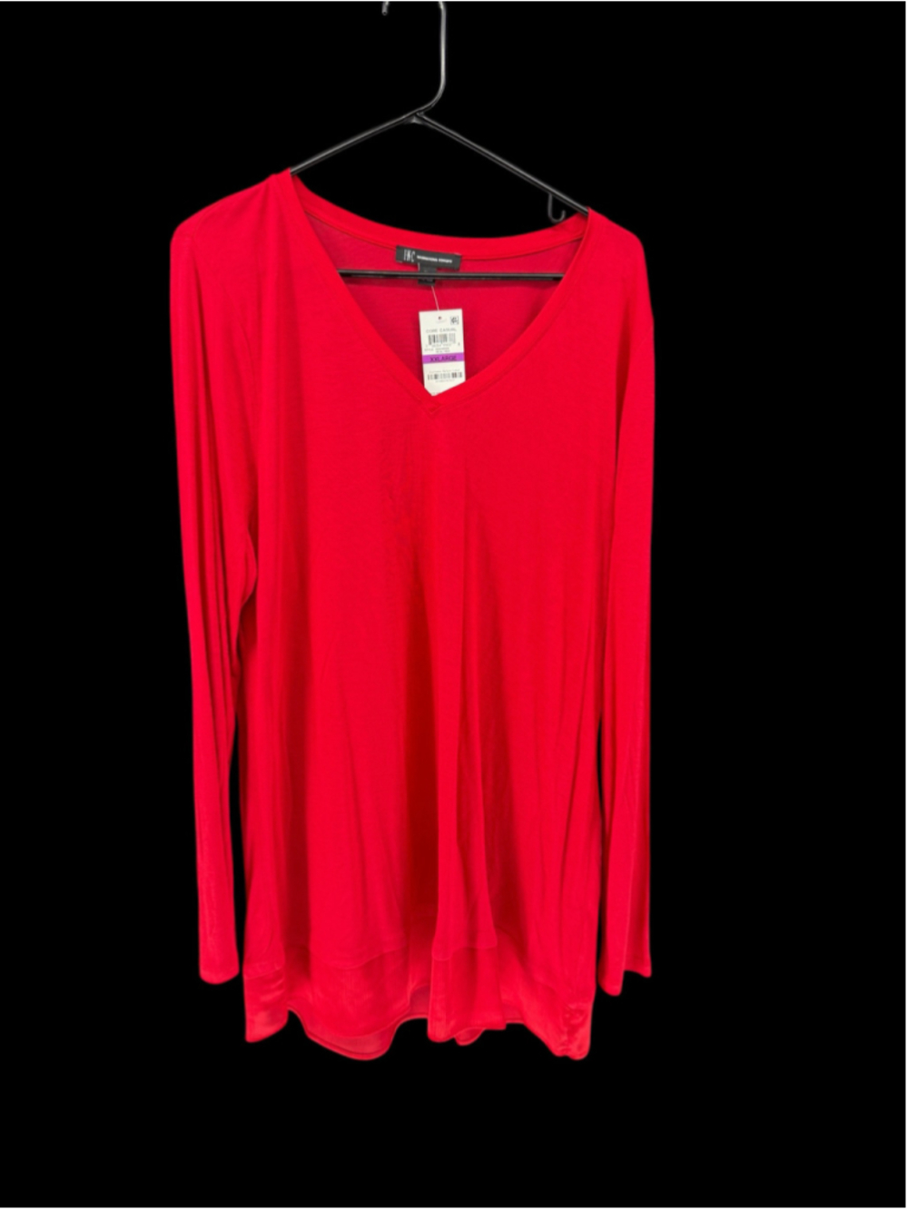 Women's INC International Concepts Long Sleeve Tee Red XXL